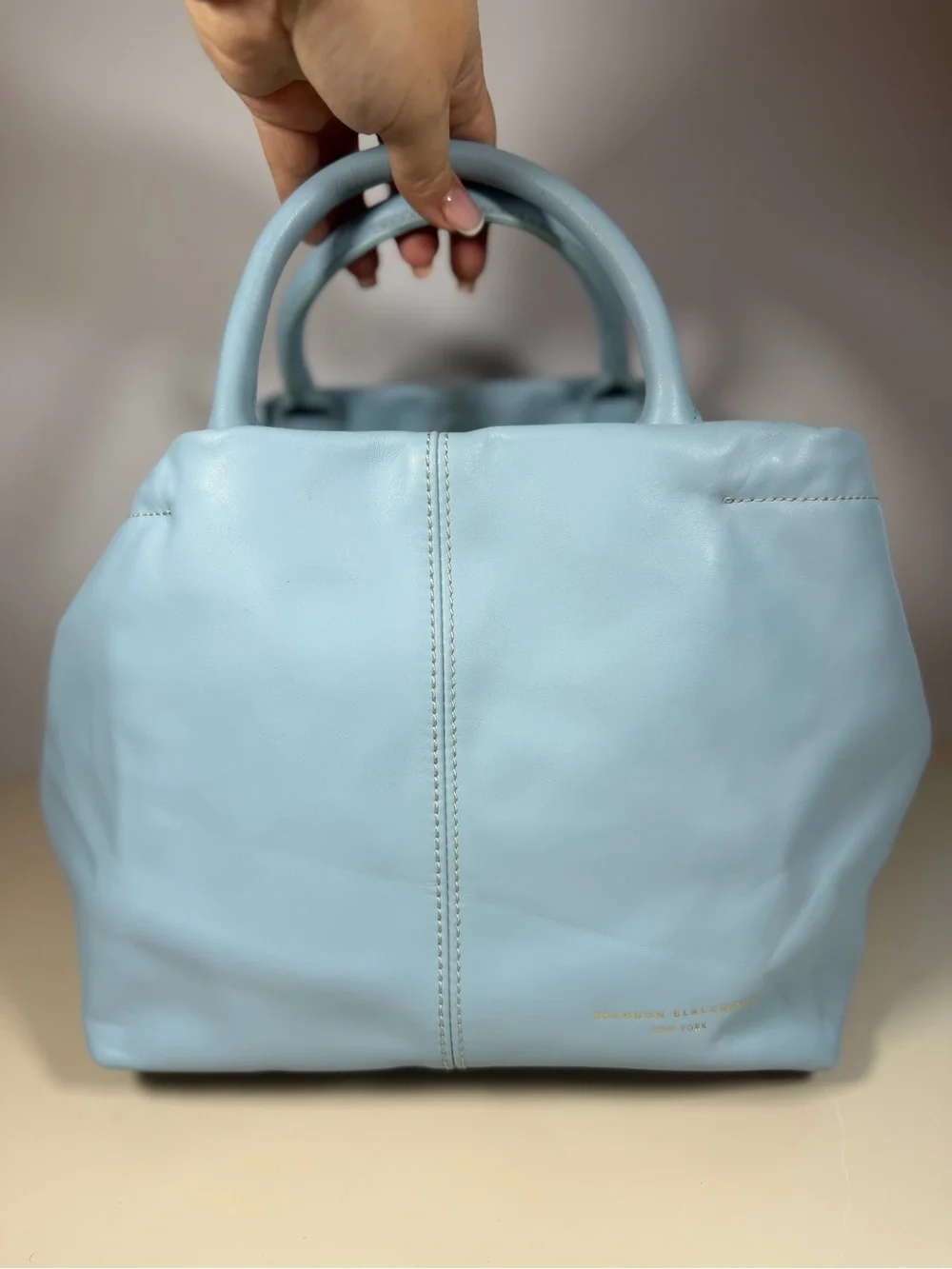 Brandon Blackwood New York Ruched Tote bag- light blue (hard to find color)
